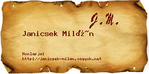 Janicsek Milán névjegykártya